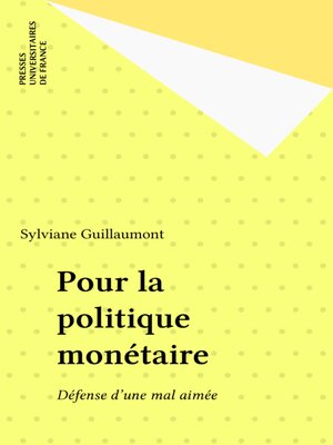 cover image of Pour la politique monétaire